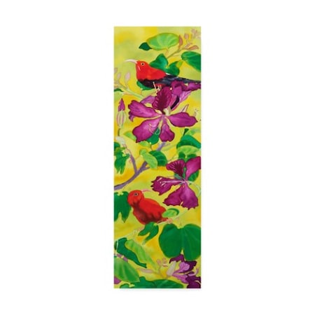 Carissa Luminess 'Iiwis In Orchid Tree' Canvas Art,16x47